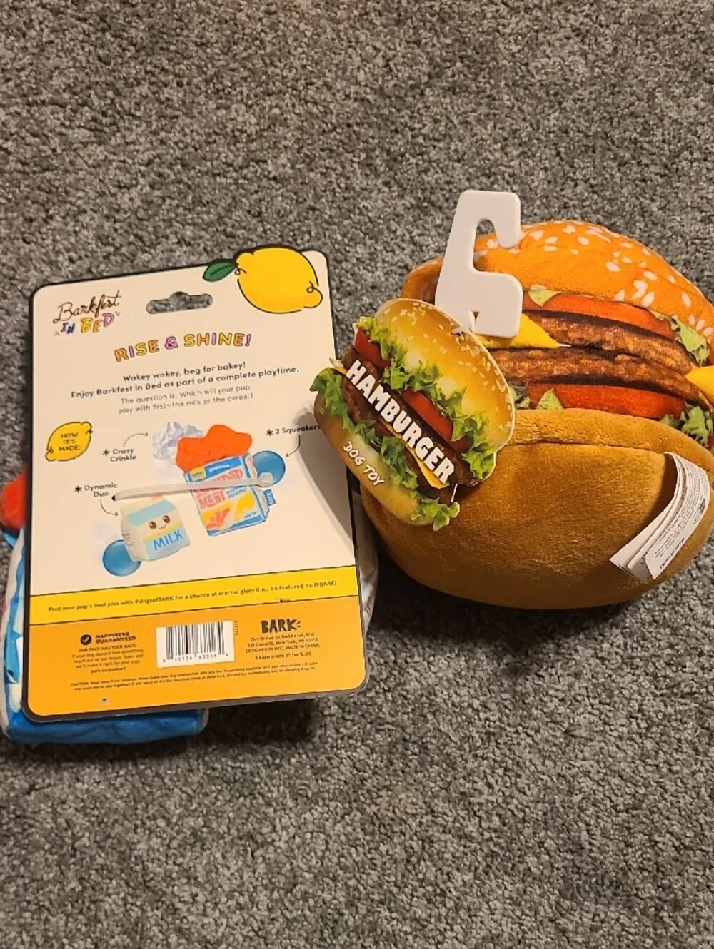 Bark Plush Burger Meal Playset - Orange, Yellow, Blue, White